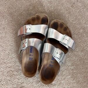Birkenstock Metallic Silver Sandals